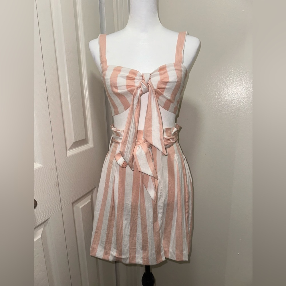 Revolve Two Piece Skirt Set - Pink and White Privacy Please Brand